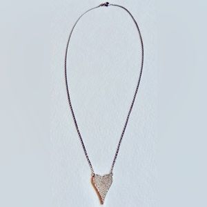 Macy’s sterling silver pave crystal heart pendant. EUC.